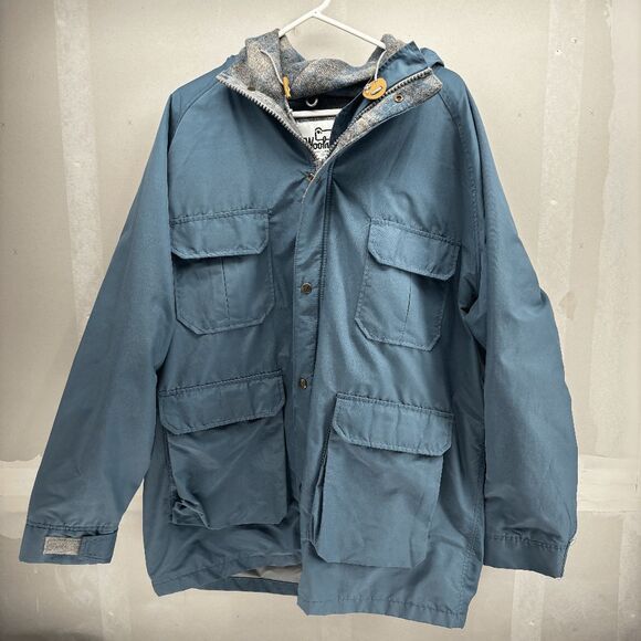 Vintage 60s Woolrich Hunting Rain Snow Wool Jacket Coat 4 Pocket Mens XL Blue - Picture 1 of 7